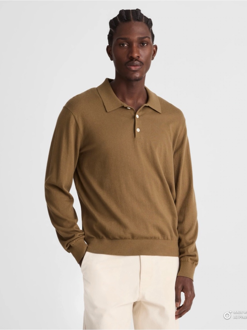 Madewell Men’s Woodland Brown Long Sleeve Sweater Polo Size XL NWT 100% Cotton